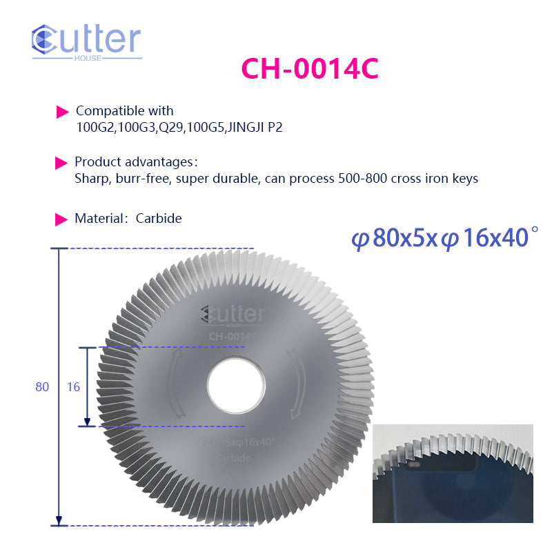 0014 φ80x5xφ16x40° Carbide Angle Milling Cutter compatible with WENXING