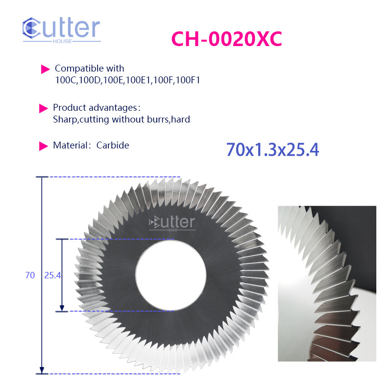 0020 φ70x1.3xφ25.4 Carbide Side Milling Cutter compatible with WENXING