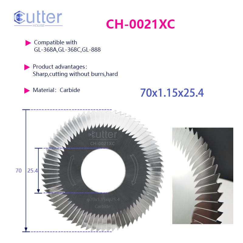 0021 φ70x1.15xφ25.4 Carbide Side Milling Cutter compatible with GLADAID / +-×÷