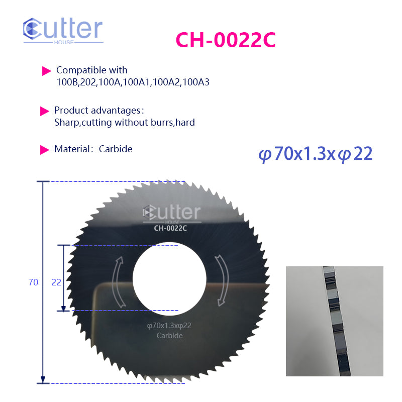 0022 φ70x1.3xφ22 Carbide Flat Slotter compatible with WENXING