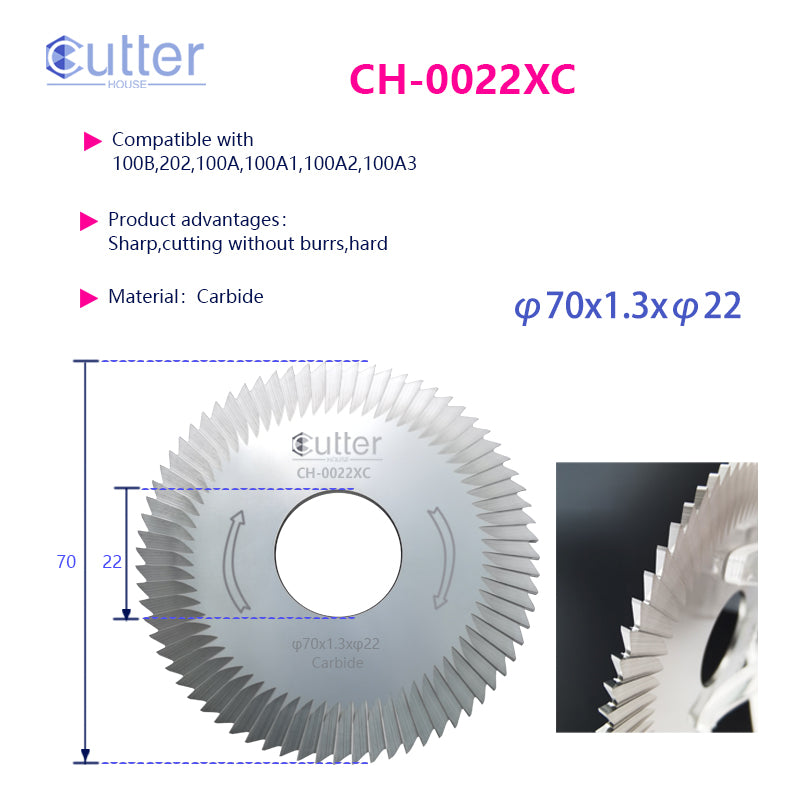 0022 φ70x1.3xφ22 Carbide Side Milling Cutter compatible with WENXING