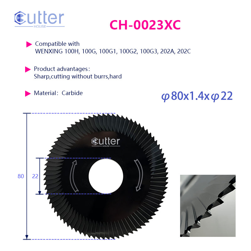 0023 φ80x1.4xφ22 compatible with WENXING - Flat Slotter/Side Milling Cutter