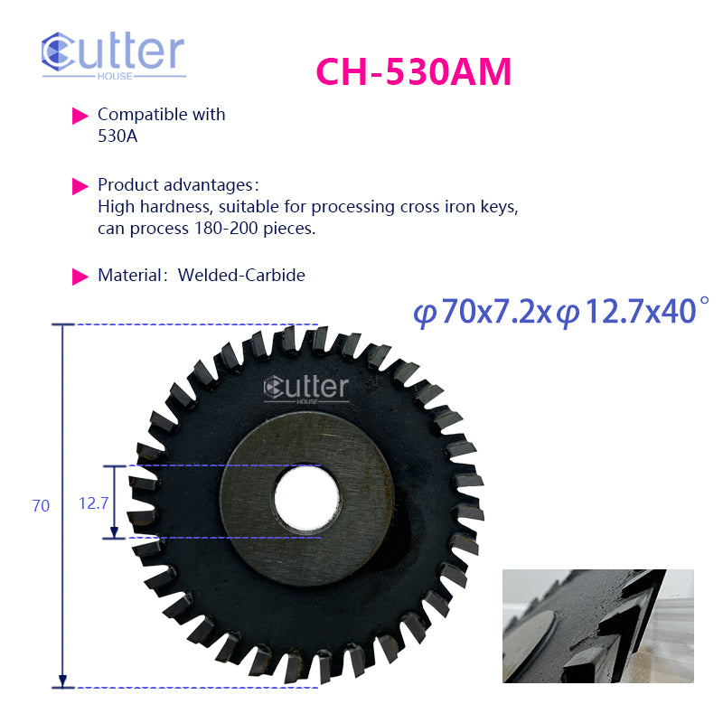 530A φ70x7.2xφ12.7x40° compatible with EAST OF WU - Angle Milling Cutter
