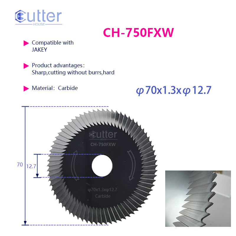 750F φ70x1.3xφ12.7 compatible with JAKEY - Side Milling Cutter/Flat Slotter