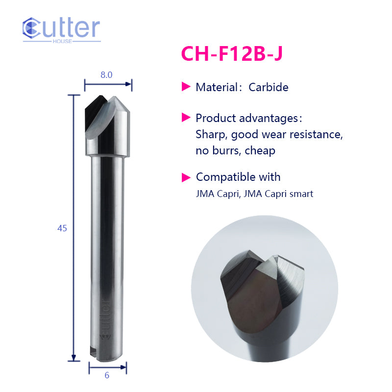 F12B φ8xD6x90°x45Lx2T Carbide Special Cutter compatible with JMA Capri