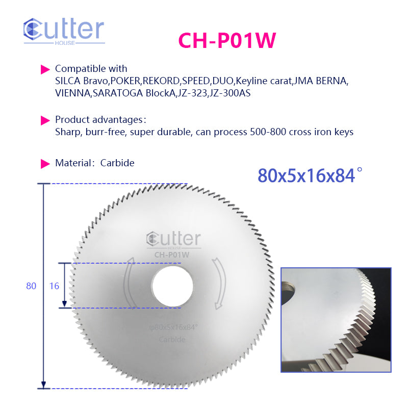 P01 φ80x5xφ16x84° Carbide Angle Milling Cutter compatible with SILCA / Keyline / JMA
