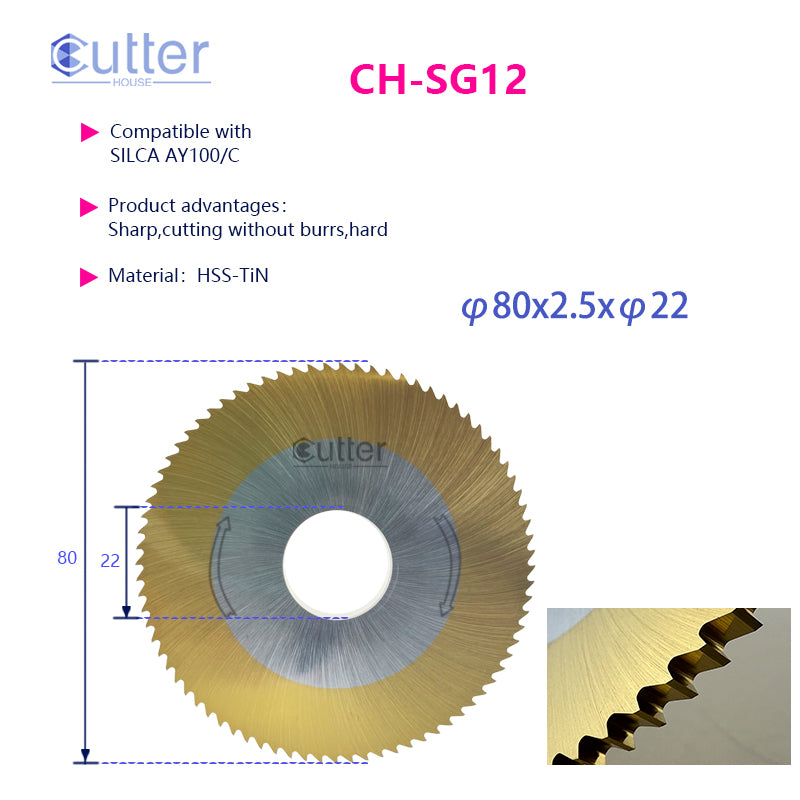 SG12 φ80x2.5xφ22 compatible with SILCA - Flat Slotter/Side Milling Cutter