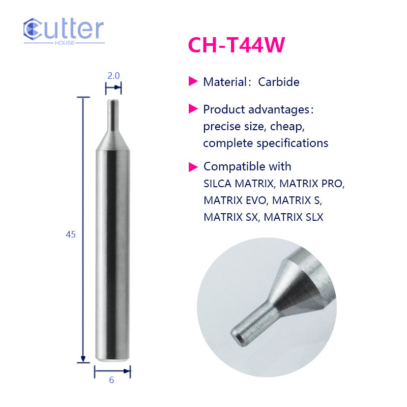 T44W φ2.0xD6x45L Carbide Tracer Point compatible with SILCA MATRIX