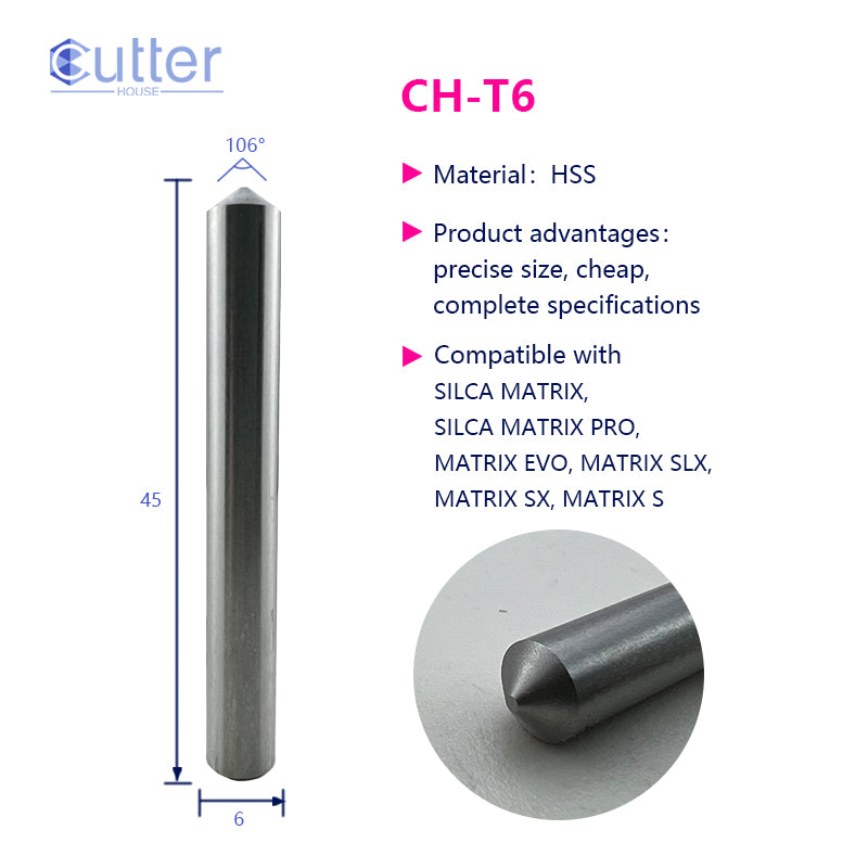 T6 D6x106°x45L-1.0 HSS Tracer Point compatible with SILCA MATRIX