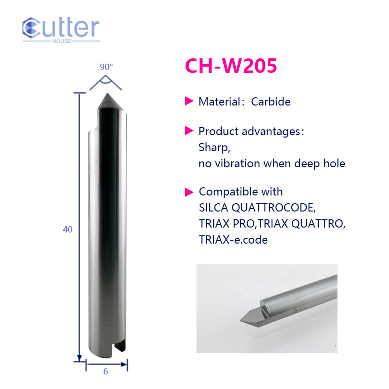 W205 D6x90°x40L-0.2 Carbide Engraving Cutter compatible with SILCA