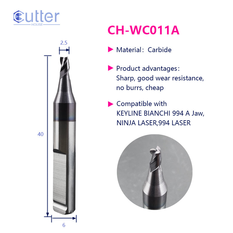 WC011A φ2.5xD6x40Lx3F Carbide Laser Cutter compatible with Keyline