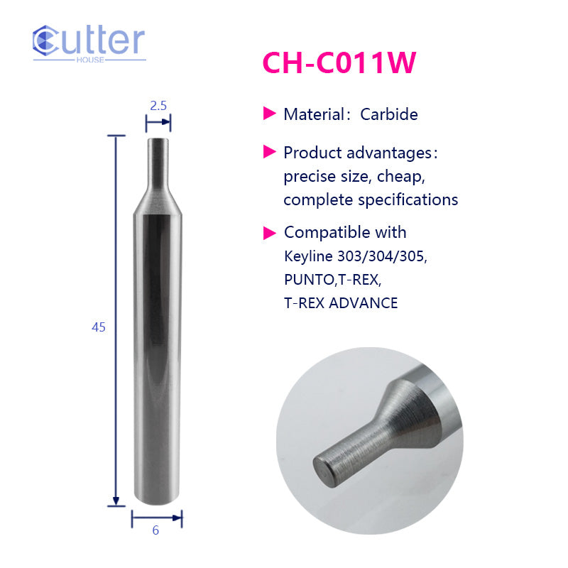 C011W φ2.5xD6x45L Carbide Tracer Point compatible with Keyline