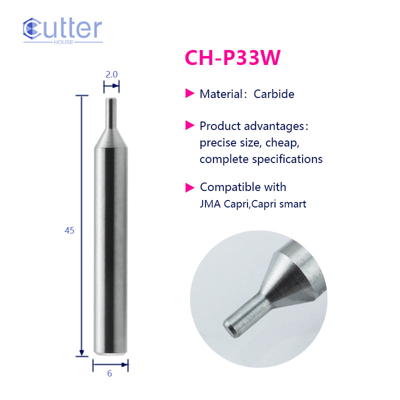P33W φ2.0xD6x45L Carbide Tracer Point compatible with JMA Capri