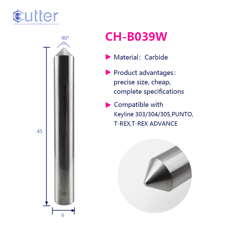 B039W D6x90°x45L-0.6 Carbide Tracer Point compatible with Keyline