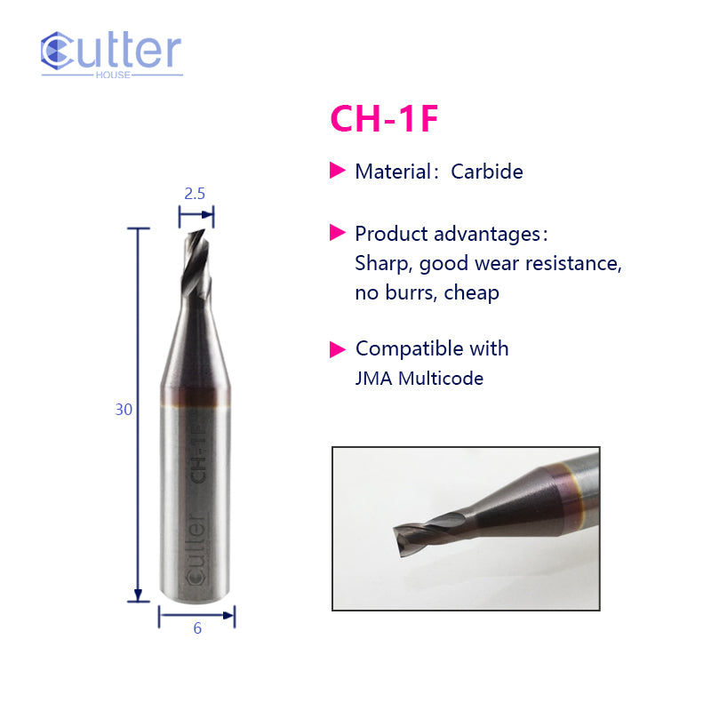 1F φ2.5xD6x30Lx2F Carbide Laser Cutter compatible with JMA Multicode