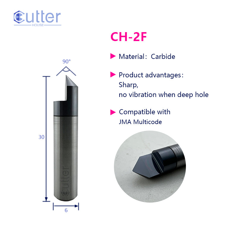 2F D6x90°x30Lx1T-0.4 Carbide Dimple Cutter compatible with JMA Multicode