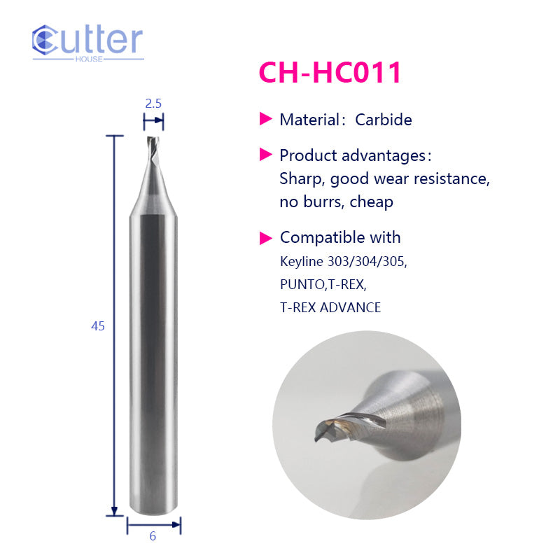 HC011 φ2.5xD6x45Lx2F Carbide Laser Cutter compatible with Keyline
