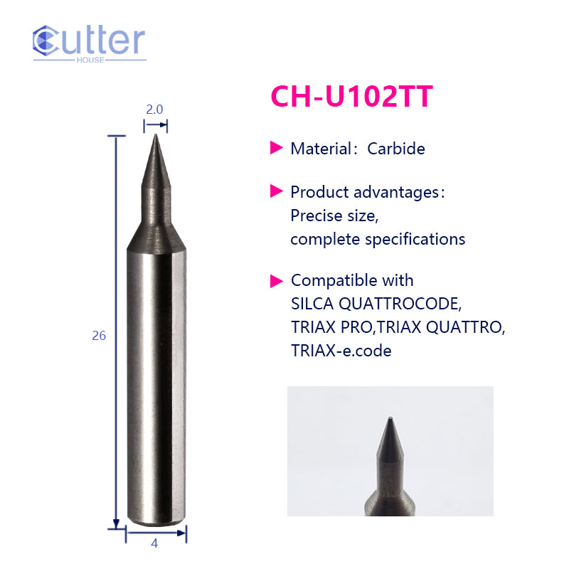 U102TT φ2xD4x26Lx30° Carbide Tracer Point compatible with SILCA