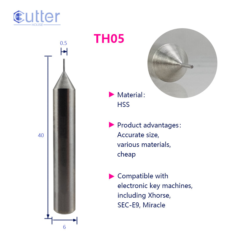 φ0.5xD6x40L HSS Tracer Point compatible with Electronic Key Cutting Machines