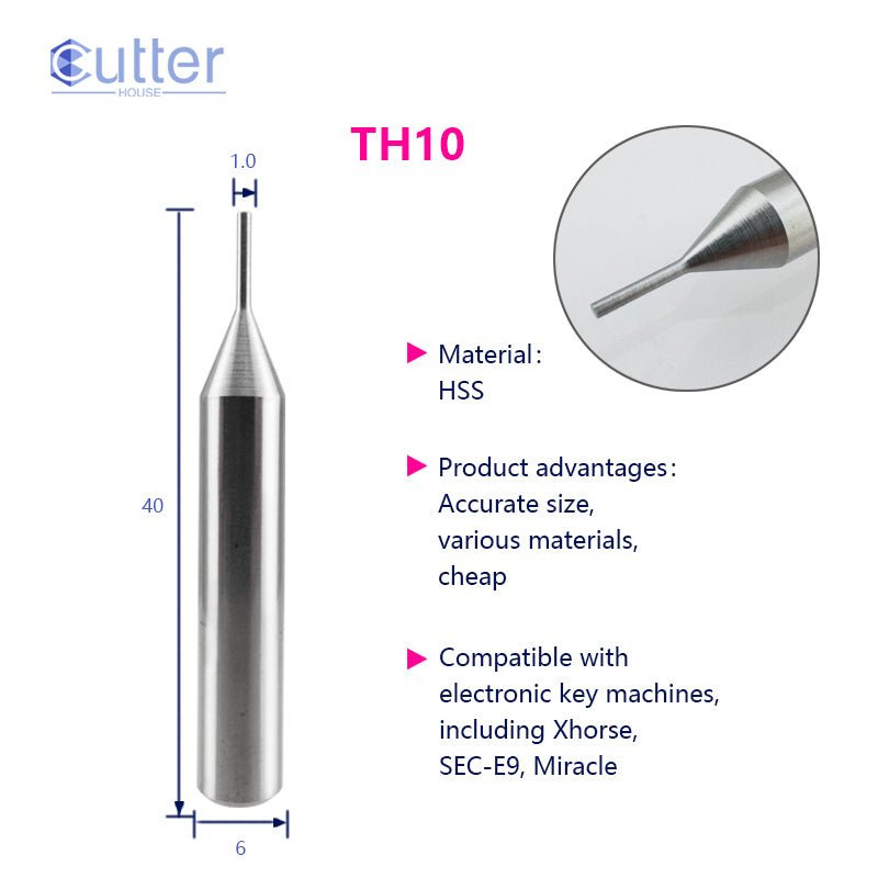 φ1.0xD6x40L HSS Tracer Point compatible with Electronic Key Cutting Machines