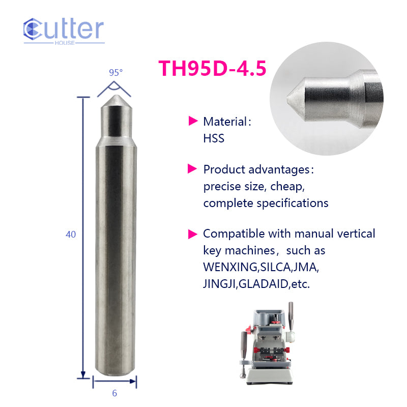 φ4.5xD6x95°x40L-0.8 HSS Tracer Point compatible with Manual Key Cutting Machines