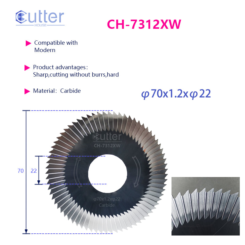 φ70x1.2xφ22 Carbide Side Milling Cutter compatible with Modern