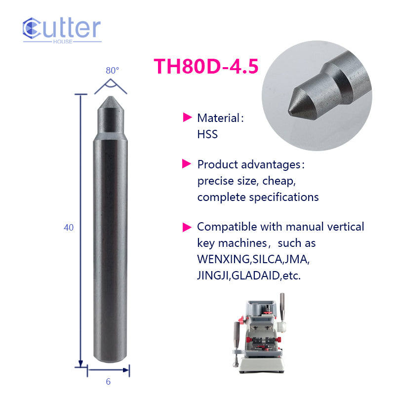 φ4.5xD6x80°x40L-0.7 HSS Tracer Point compatible with Manual Key Cutting Machines