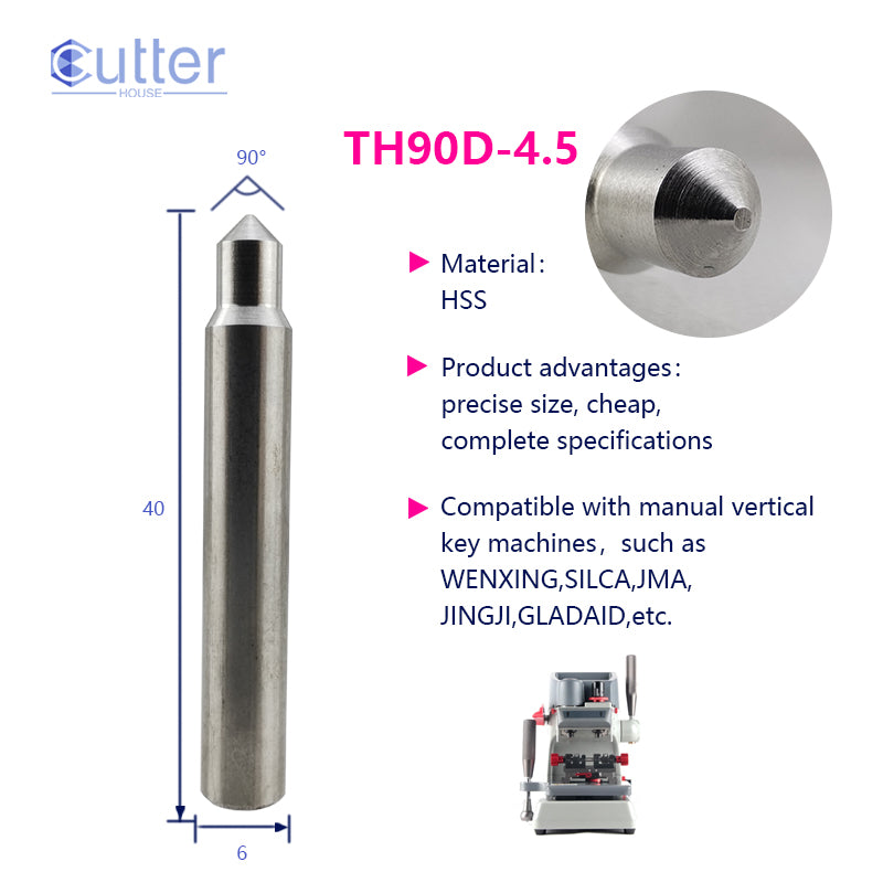 φ4.5xD6x90°x40L-0.8 HSS Tracer Point compatible with Manual Key Cutting Machines