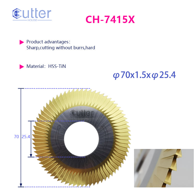 φ70x1.5xφ25.4 HSS-TiN Side Milling Cutter