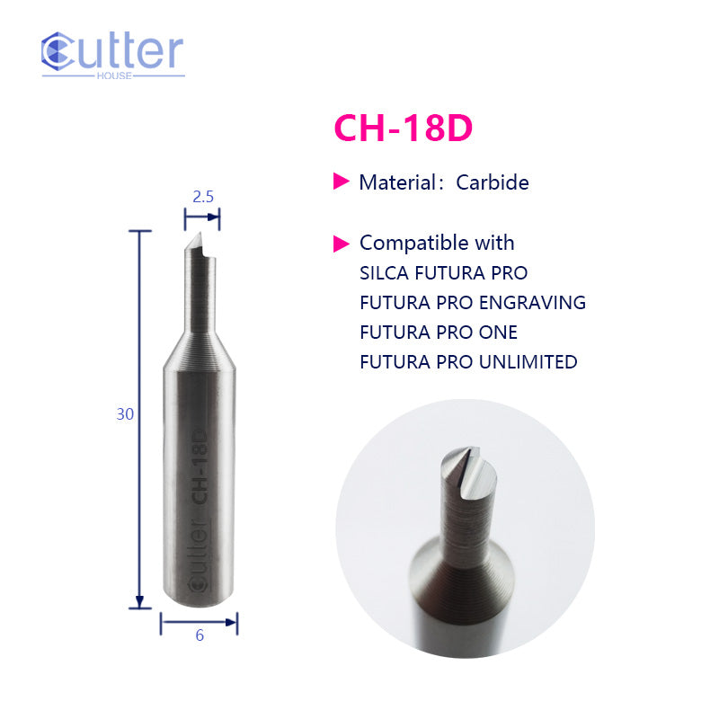 18D φ2.5xD6x90°x30L-0.25 Carbide Engraving Cutter compatible with SILCA FUTURA