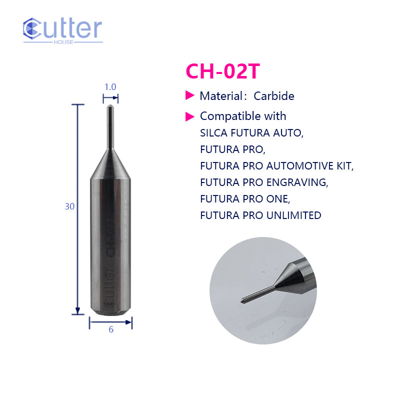 02T φ1.0x90°xD6x30L Carbide Tracer Point compatible with SILCA FUTURA