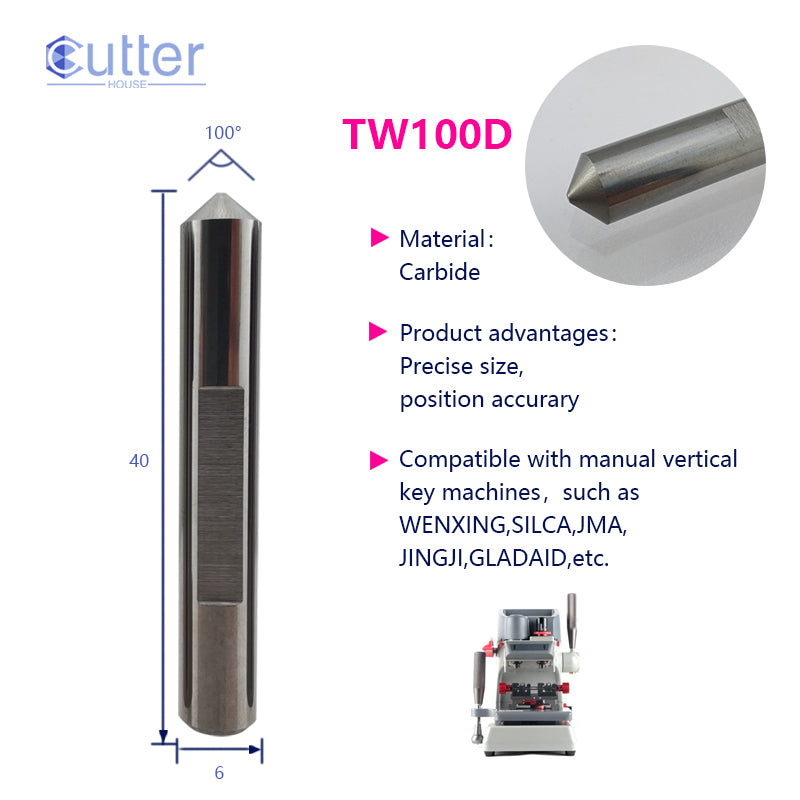 D6x100°x40L-0.7 Carbide Tracer Point compatible with Manual Key Cutting Machines