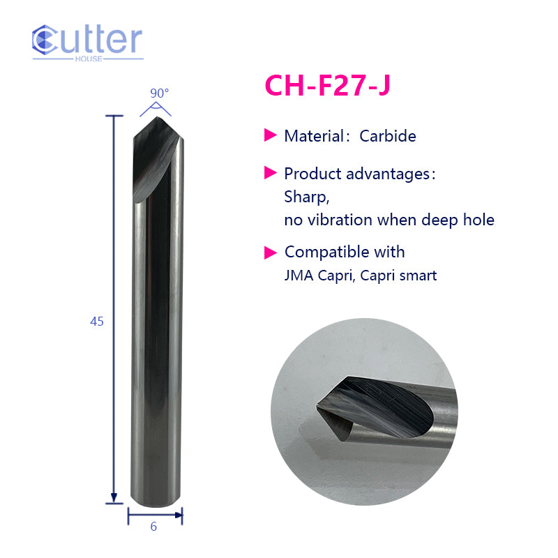 F27 D6x90°x45Lx1T-0.7 Carbide Dimple Cutter compatible with JMA Capri