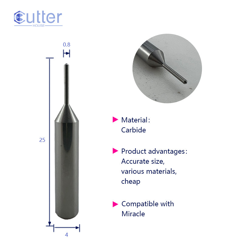 φ0.8xD4x25Lx90°-0.2 Carbide Tracer Point compatible with Electronic Key Cutting Machines