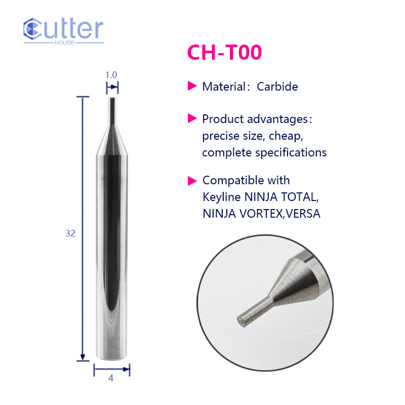T00 φ1.0xD4x32L Carbide Tracer Point compatible with Keyline