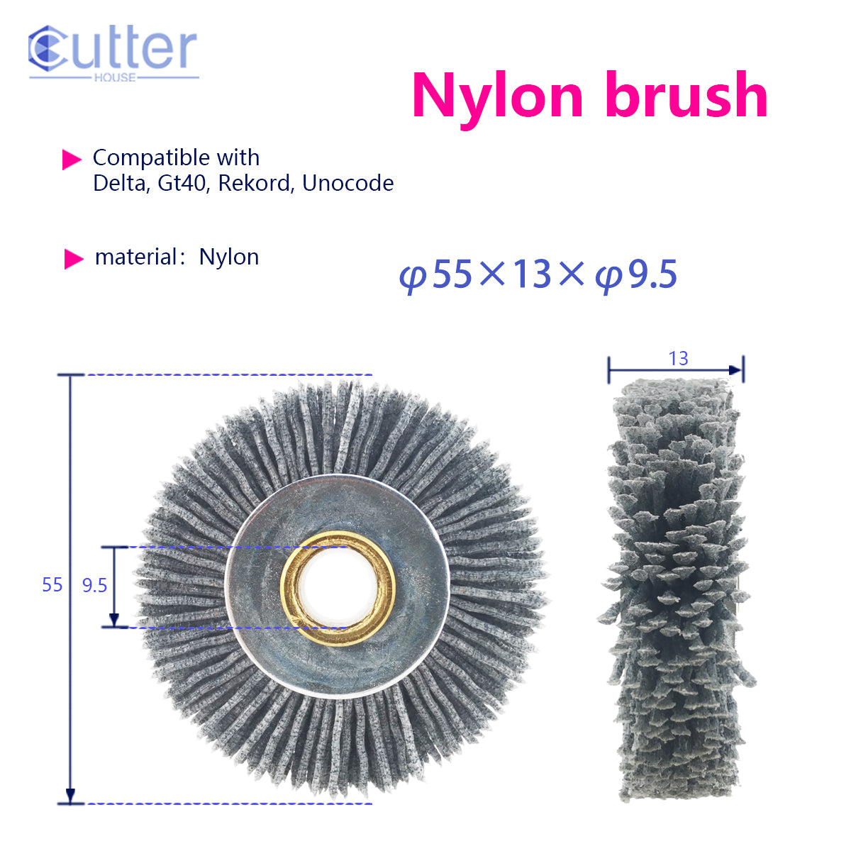 φ55×13×φ9.5 Nylon Brush compatible with SILCA