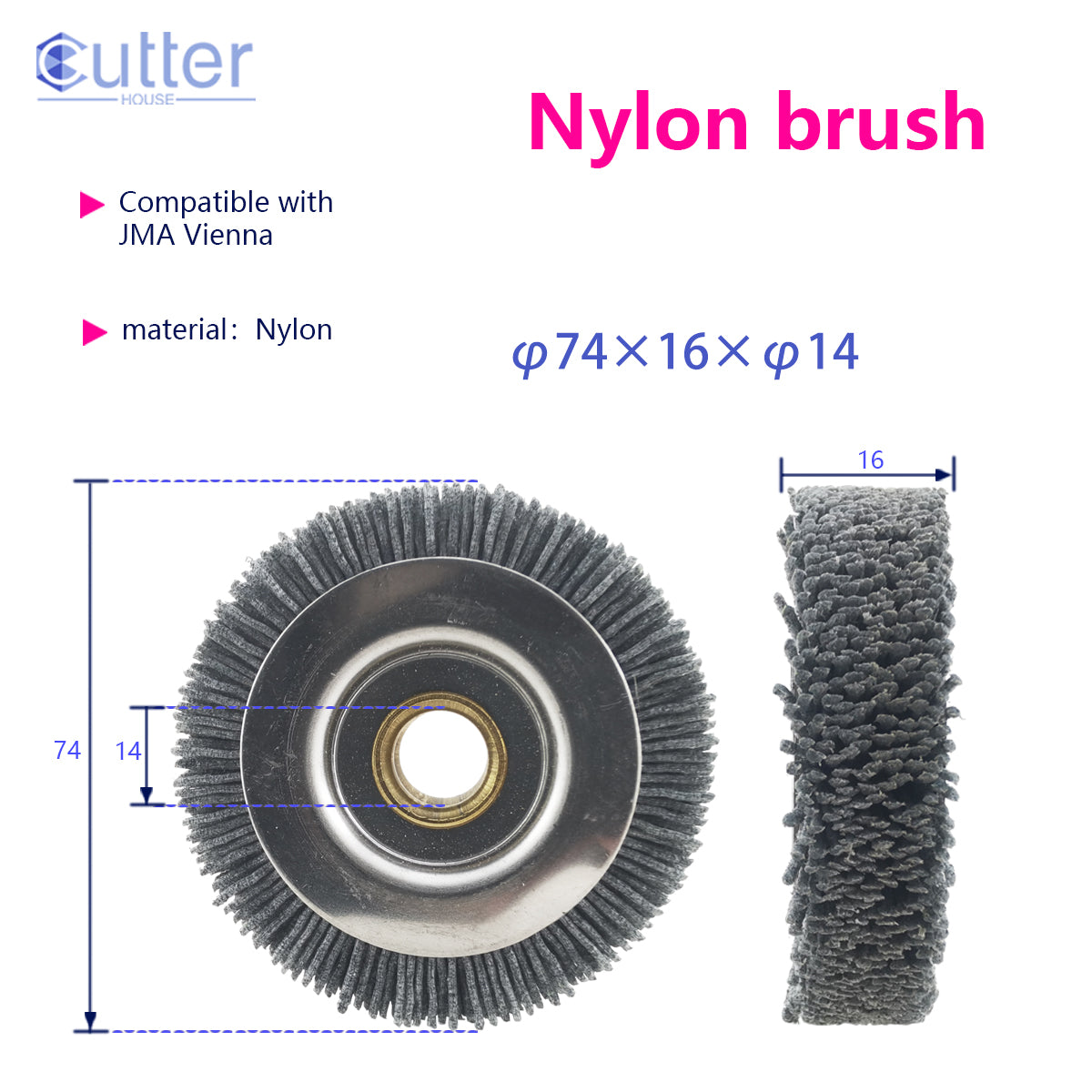 φ74×16×φ14 Nylon Brush compatible with JMA