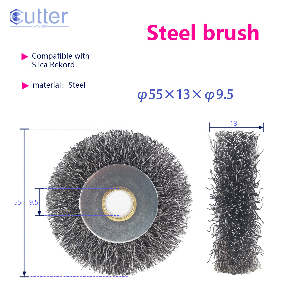 φ55×13×φ9.5 Steel Brush compatible with SILCA