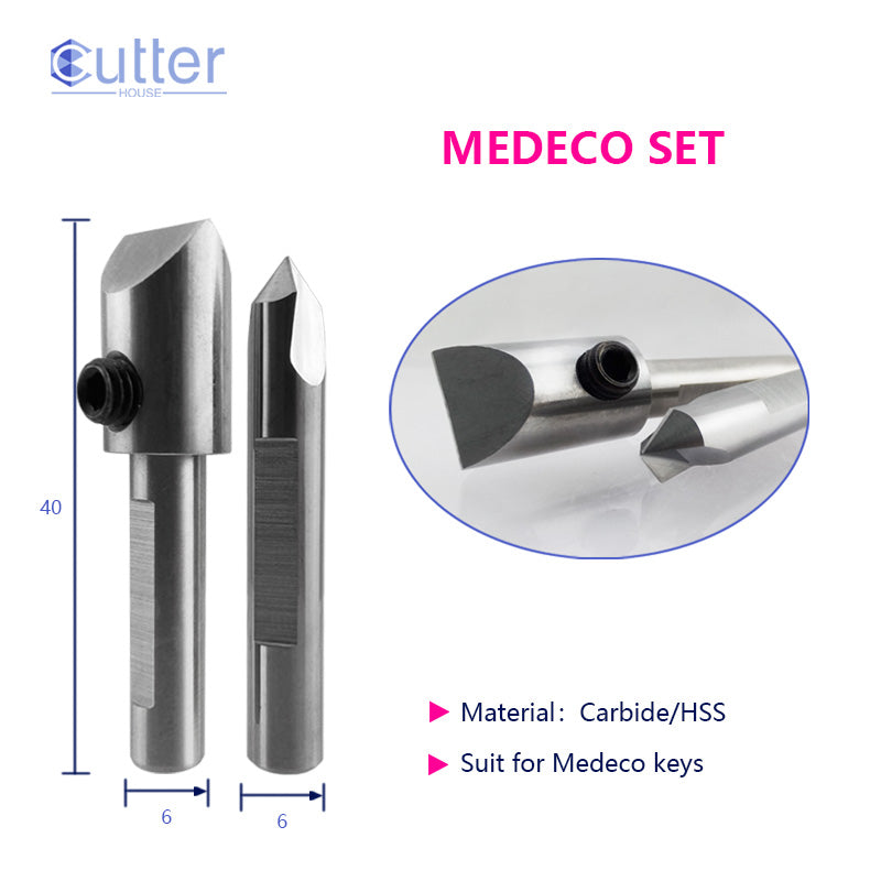 End Milling Cutter Set For Medeco Keys compatible with Manual Key Cutting Machines