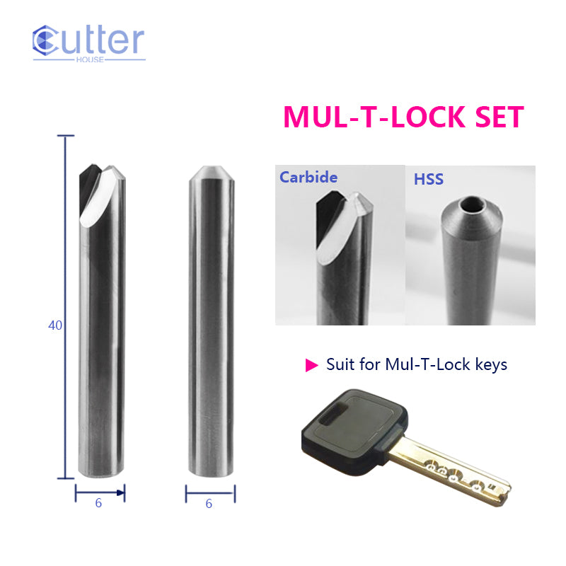 End Milling Cutter Set For Mul-T-Lock Keys compatible with Manual Key Cutting Machines