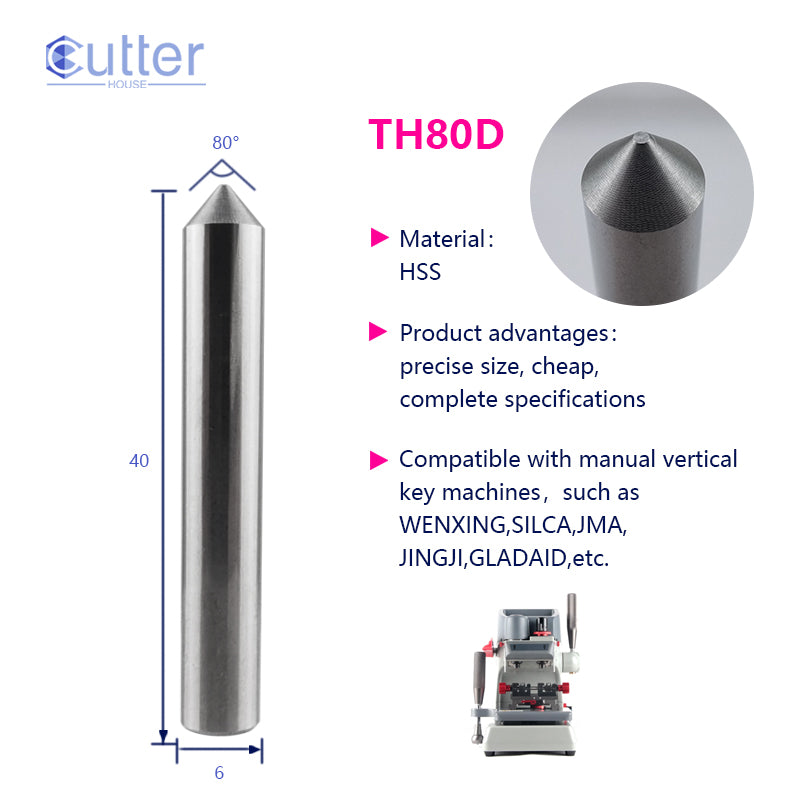 D6x80°x40L-0.7 HSS Tracer Point compatible with Manual Key Cutting Machines