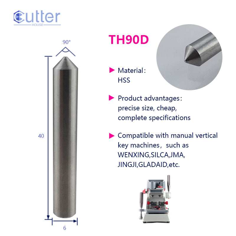 D6x90°x40L-0.7 HSS Tracer Point compatible with Manual Key Cutting Machines