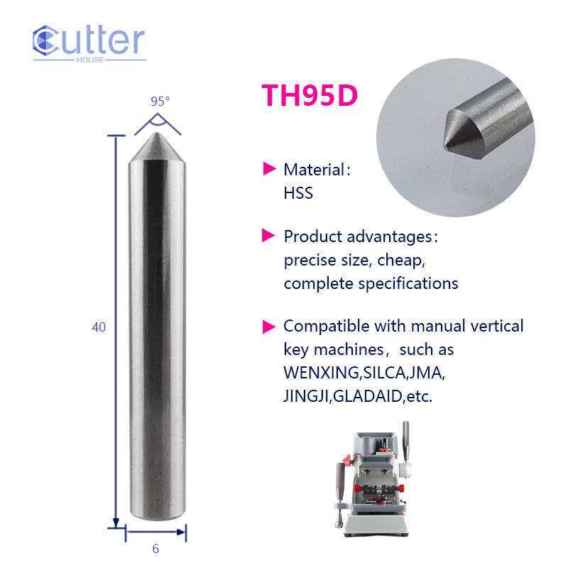 D6x95°x40L-0.7 HSS Tracer Point compatible with Manual Key Cutting Machines