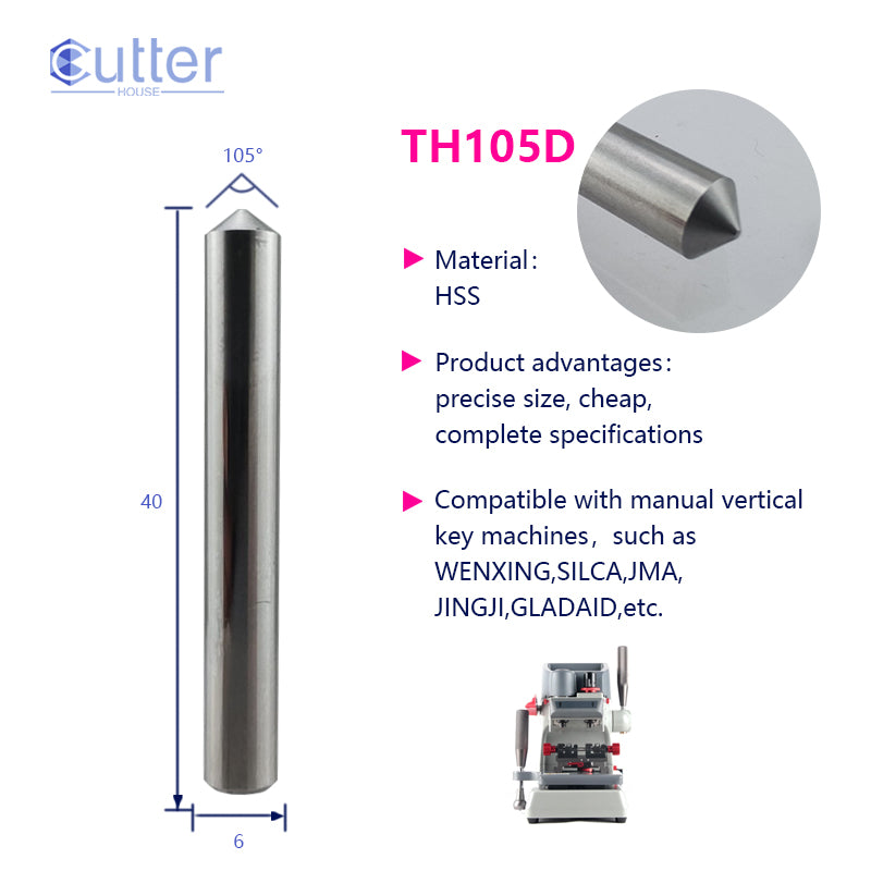 D6x105°x40L-0.7 HSS Tracer Point compatible with Manual Key Cutting Machines
