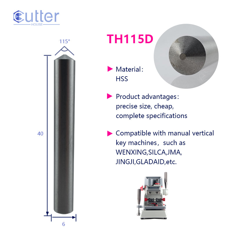 D6x115°x40L-0.7 HSS Tracer Point compatible with Manual Key Cutting Machines