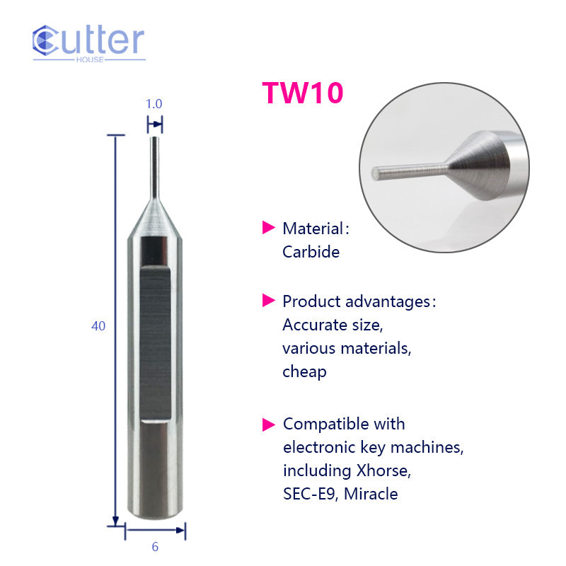 φ1.0xD6x40L Carbide Tracer Point compatible with Electronic Key Cutting Machines