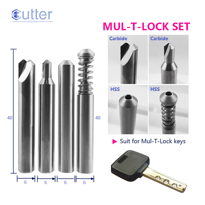 End Milling Cutter Set For Mul-T-Lock Keys compatible with Manual Key Cutting Machines