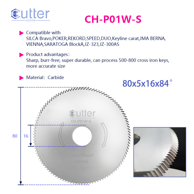 P01 φ80x5xφ16x84° Carbide Angle Milling Cutter compatible with SILCA / Keyline / JMA