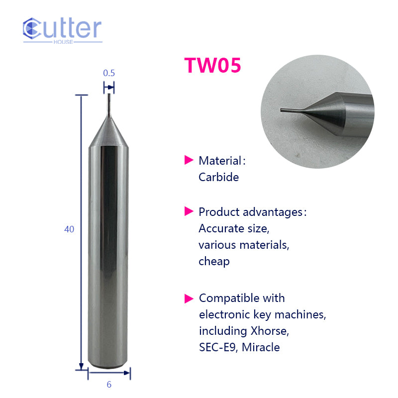 φ0.5xD6x40L Carbide Tracer Point compatible with Electronic Key Cutting Machines