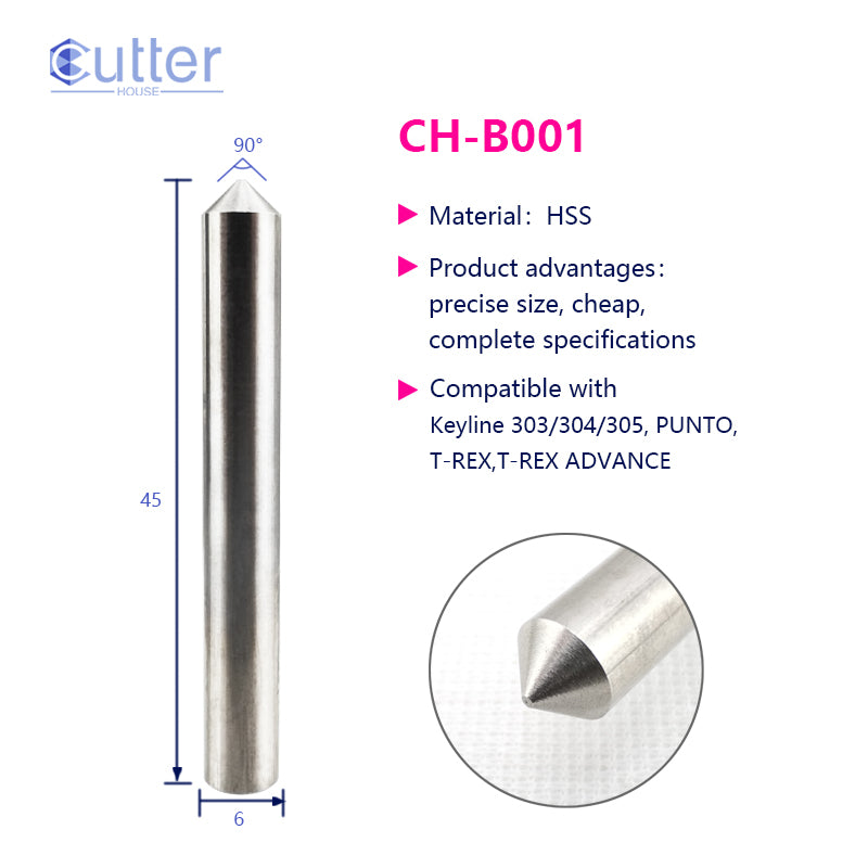 B001 D6x90°x45L-0.7 HSS Tracer Point compatible with Keyline